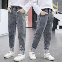 girl leggings kids baby%c2%a0long jean pants trousers 2022 grey spring autumn toddler outwear cotton comfortable children clothing