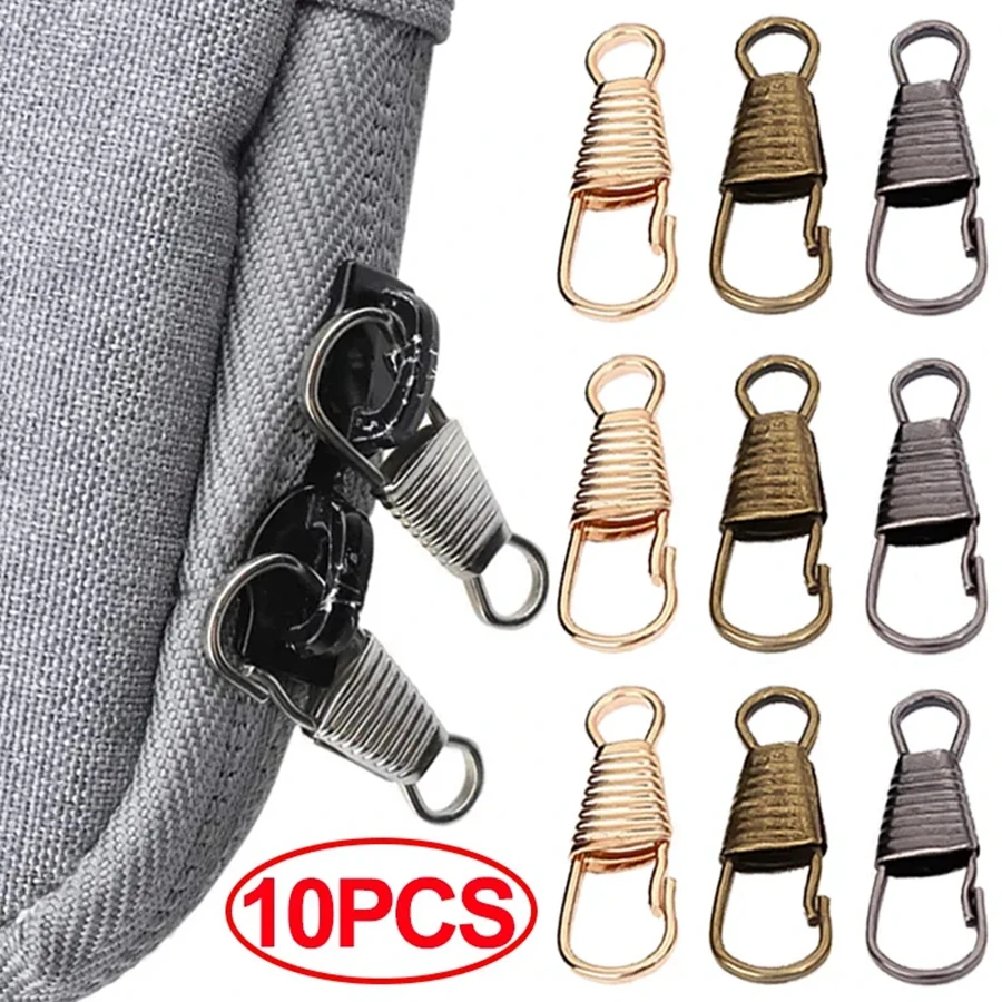 

10Pcs Zipper Slider Metal Small Clasp Repair Kit Replacement for Broken Buckles Zippers Puller Head Suitcase Zipper Pull Tab