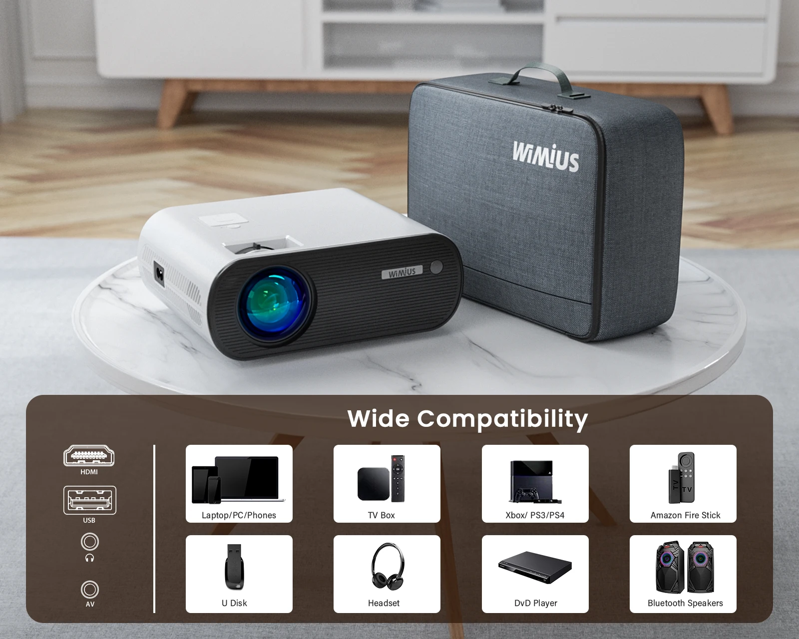 Проектор WiMiUS K5 Wi-Fi Bluetooth 4k Full HD 1080P |