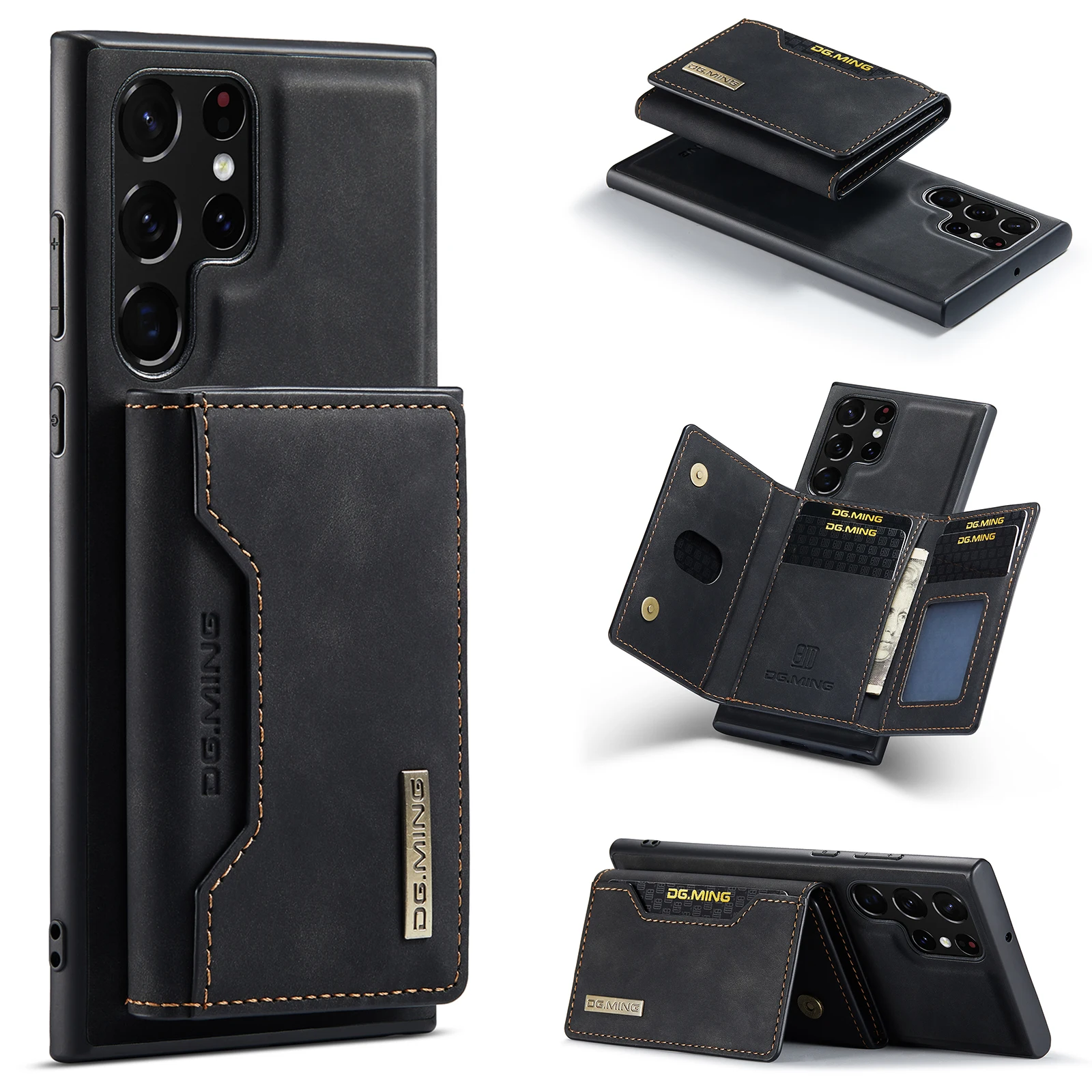 

For Samsung Galaxy S22 S23 Ultra S21 S20 Plus S20 FE Note 20 Ultra Case Luxury Magnet Card Slots Leather Wallet Shockproof Cover