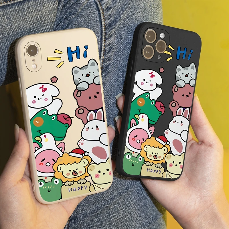 

Cute Cartoon ZOO animal Phone Case for iPhone 13 12 Pro Max 13 Mini 11 Pro X XR XS Max 8 7 Plus SE2 Case Soft Silicone Cover