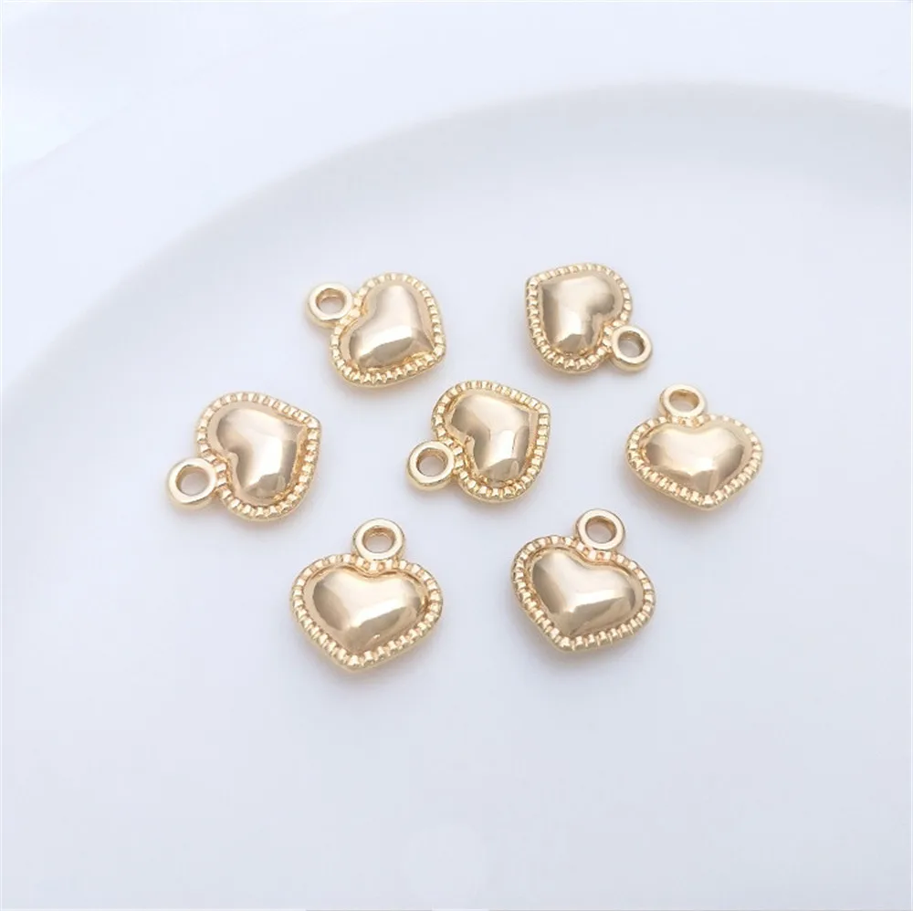 

14K Gold Filled Plated Lace heart Pendant Diy light gold heart pendant bracelet earring Accessories