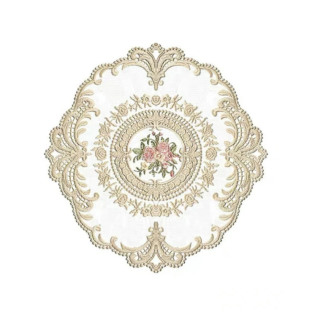 

Luxury Lace Flower Embroidered Tablecloth Lace Placemat Table Mat Tea Cup Coaster Decor Crochet Tea Doily Dish Pan Pad