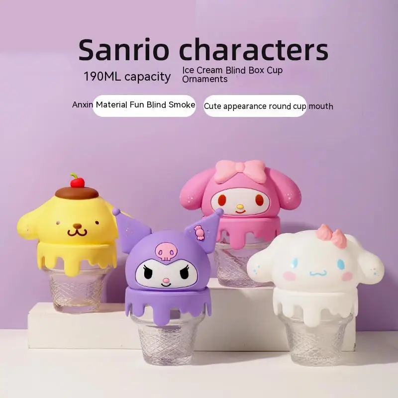 

Sanrio Ice Cream Glass Series Blind Box Kawaii My Melody Kuromi Mystery Box Toy Model Desktop Decoration Children'S Gifts