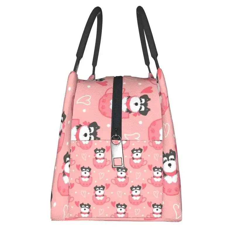 Love Teacup миниатюрный шнауцер щенки изолированная сумка-тоут для обеда женщин