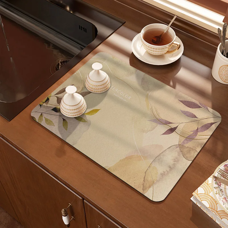 Super Absorbent Kitchen Coffee Tables Mats Marble Pattern Coasters Quick Dry Bathroom Drain Pad Kitchen Faucet Placemat