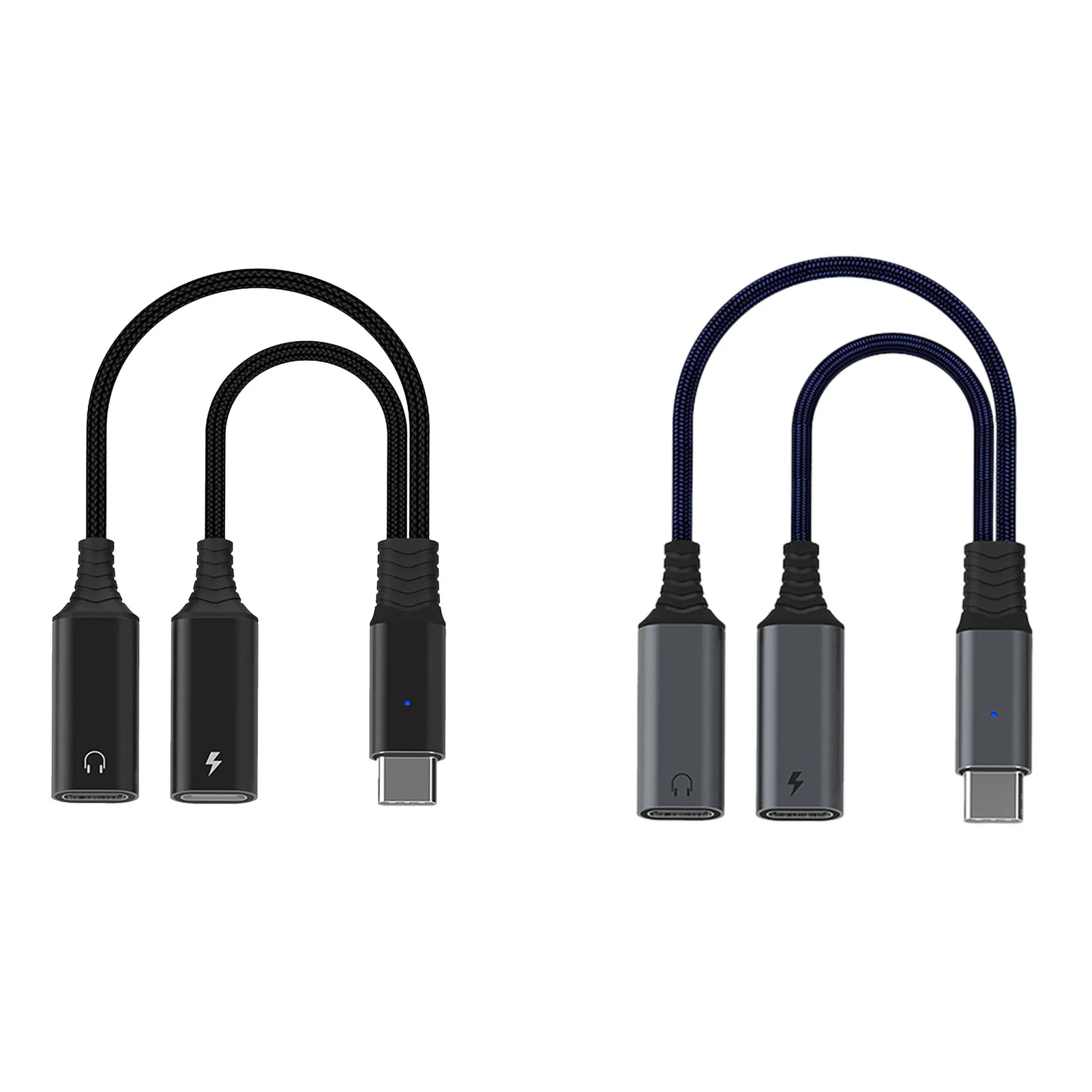 

Адаптер для наушников 2-в-1 с USB C, нейлоновый кабель с гнездом для зарядки, с поддержкой быстрой зарядки
