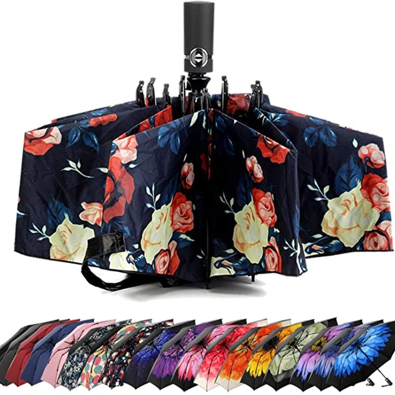 

Полностью автоматический зонт двойного назначения Солнечный зонт 10 складной мужской деловой Зонт двойной автоматический зонт для открыти...