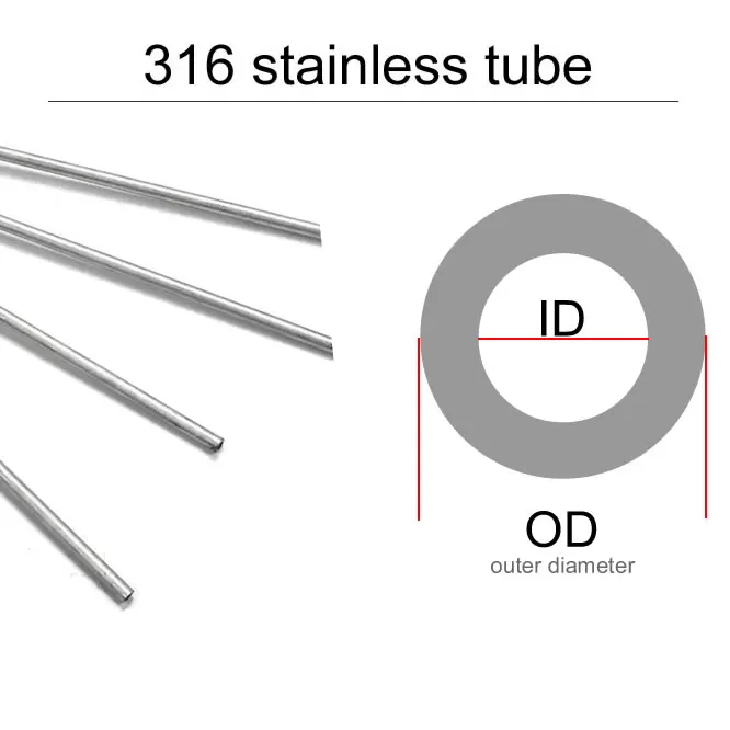 Капиллярная труба из нержавеющей стали 316L, наружный диаметр 1,6 1,7 1,8 2 2,2 2,5 3 мм Толщина стенки 0,1 0,2 0,3 мм Длина 500 мм Коррозионностойкая