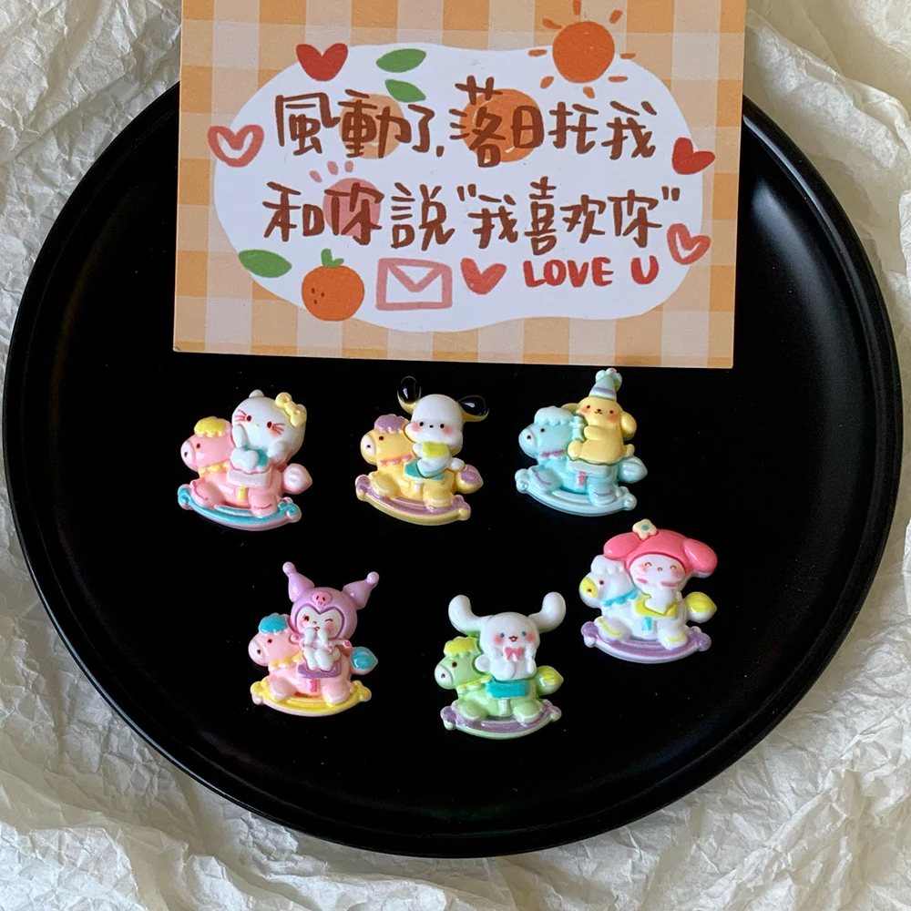 Diy Kawaii Paster Sanrio Ccartoon Hello Kitty Kuromi Cinnamoroll pompurin Gallop On Horse Phone Windows Cup Parts