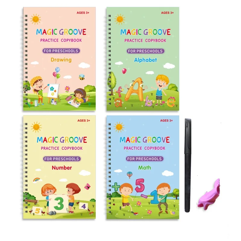 

4 шт./лот многоразовая детская тетрадь для каллиграфии английская математическая живопись рукописная практика письма для детей игрушка вол...