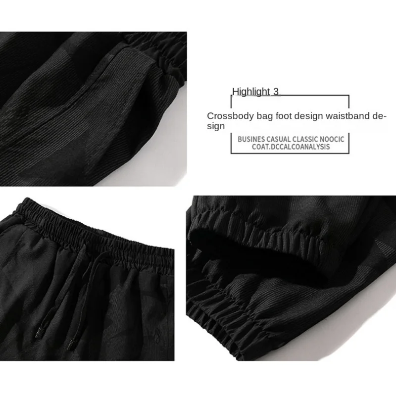 Summer Men's 2-Piece Suit Elastic Belt Pleated Casual Wear Men's Business Short Sleeve T-Shirt Trousers Suit Men's Clothing