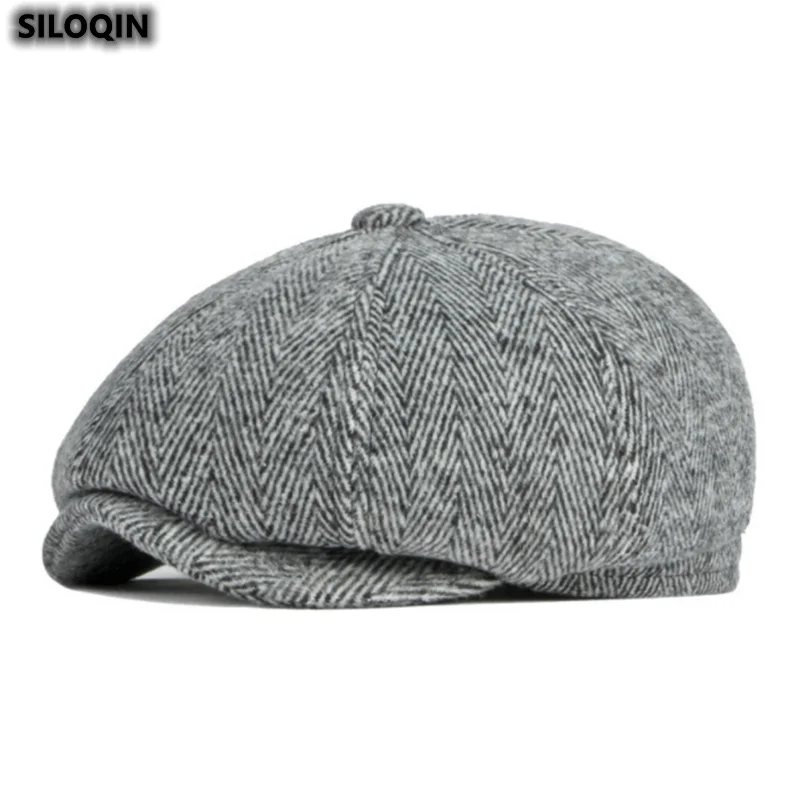 

2022 New Men's Hats Autumn Winter Woolen Keep Warm Octagon Hat Beret Painter Hat Earmuffs Tongue Hat Millinery Casquette Gorra