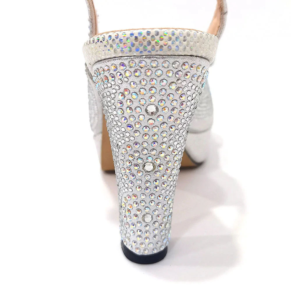 Venus Chan 2022 New Fashionable Silver Color Nigerian Women Party Shoes With Bags Set for African Ladies Wedding Party