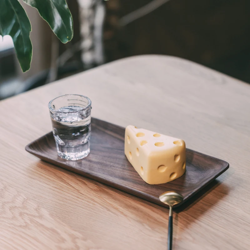 

Walnut Plate Ellipse Tray Japanese Tableware Household Dessert Plate Small Round Bowl Creative Stackable Plate