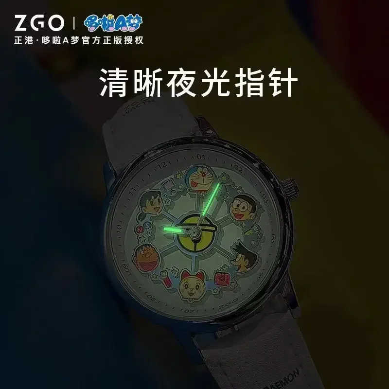 Фото Совместные брендовые часы Doraemon Carousel ZGO с вращающимся циферблатом, светящиеся кварцевые часы для девочек №4