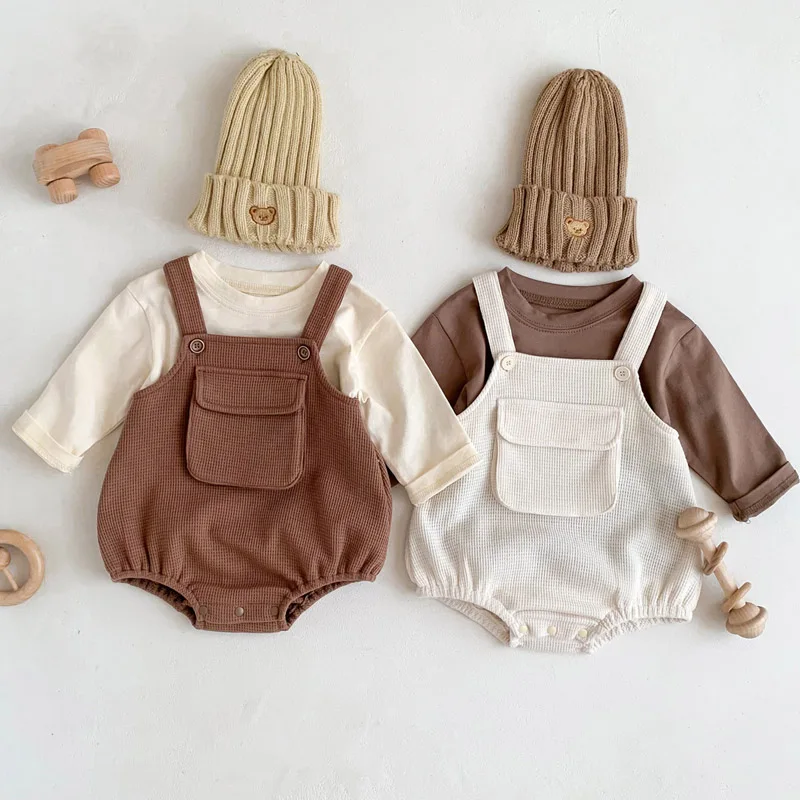 

Spring Autumn Baby Boys Girls Clothes Sets Toddler Long Sleeve Sweatshirt + Sling Pants2Pcs Suit Infant Outfits Loose Tracksuits