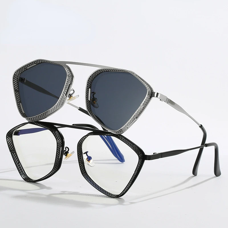 New Steampunk Sunglasses Luxury Metal Frame Sunglasses 2022 New Fashion Polygonal Sunglasses Men's Driving Glasses UV400