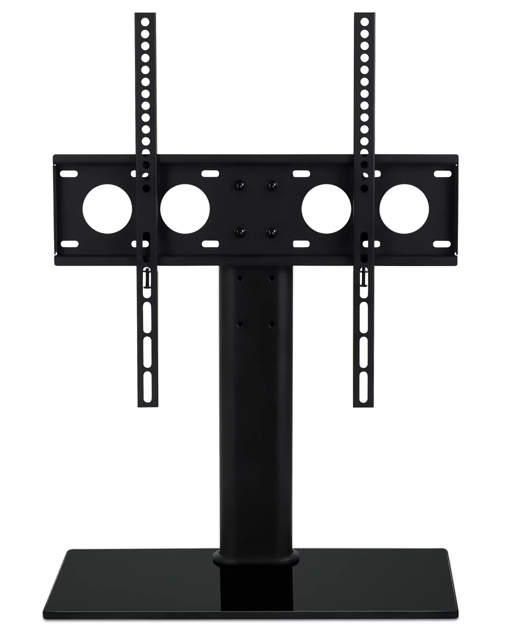 

Mount-It! Universal Table Top TV Stand Base, Black Glass and Steel, Fits 27 to 55 inch TVs, Capacity 88 lbs.