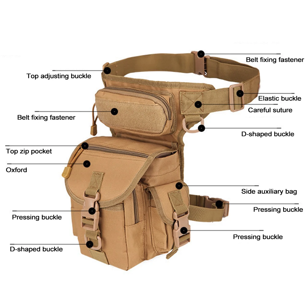 Outdoor Tactical Drop Leg Bag Multipurpose Waist Fanny Thigh Pack Military Molle Pouch for Outdoor Hiking Camping Hunting