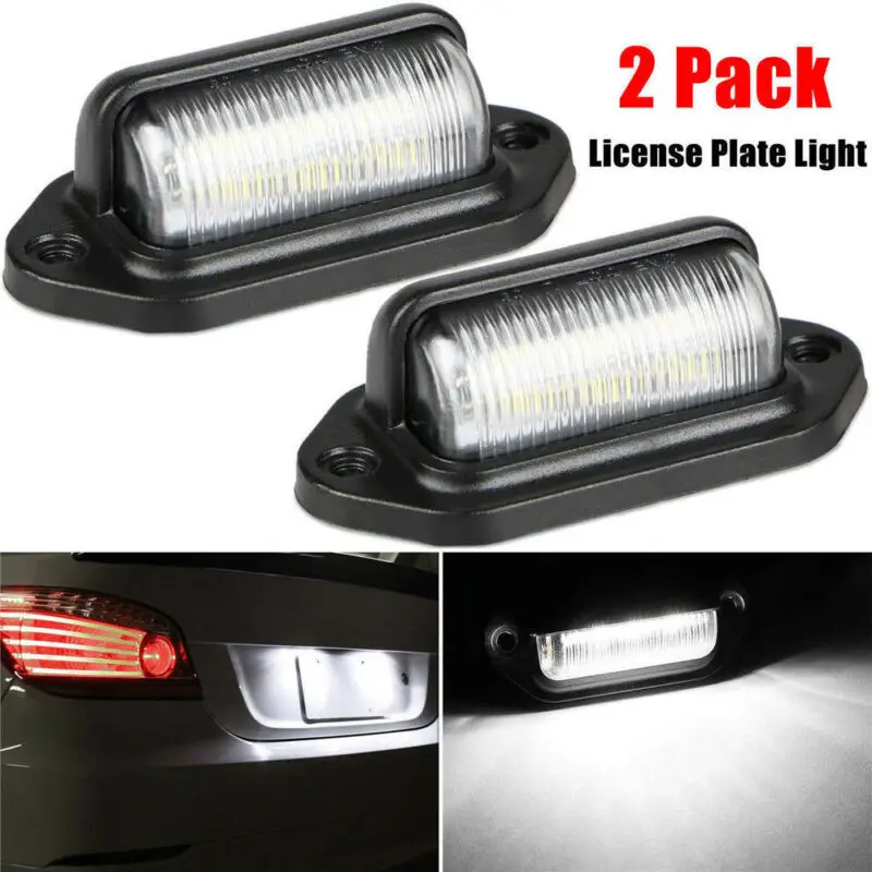 

2 Pcs Car License Number Plate Light Waterproof IP65 6-LED 12V 6000k License Plate Light For Truck Trailer Signal Lamp Bulb