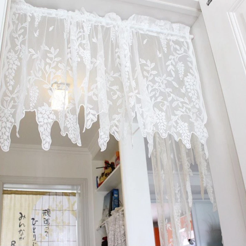 Изогнутые нестандартные края кружевные дверные занавески для гостиной с