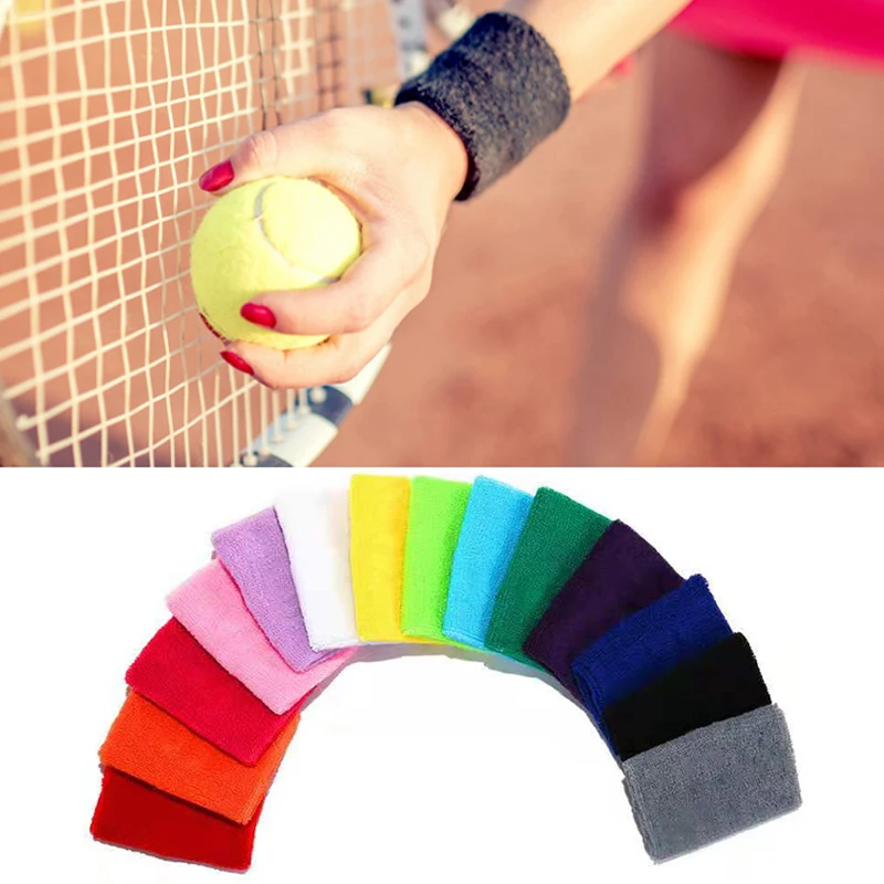 

Unisex Terry Cloth Cotton Sweatband Sports Wrist Tennis Yoga WristBand Arm Sweat Absorb Sleeve Towel Band Bracers Wrist Wrap