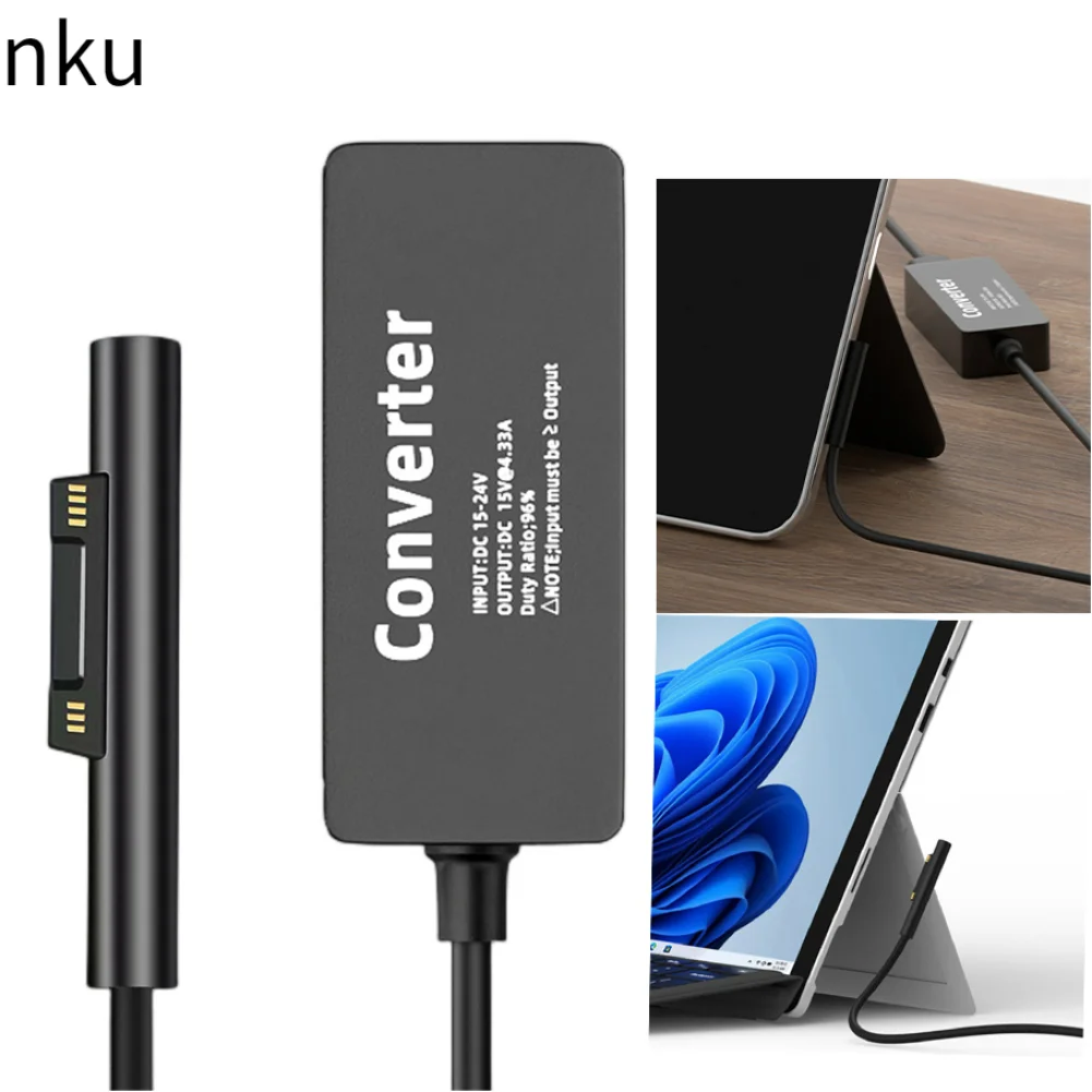 Nku Power Charger Adapter 15V 65W Charging Converter Magnetic PD Fast Charging Cable for Microsoft Surface Pro 7/6/5/4/3/GO/BOOK