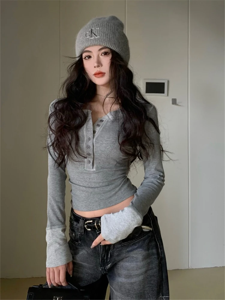 Рубашка с длинным рукавом American Gyaru нижняя рубашка женская короткая внутренняя