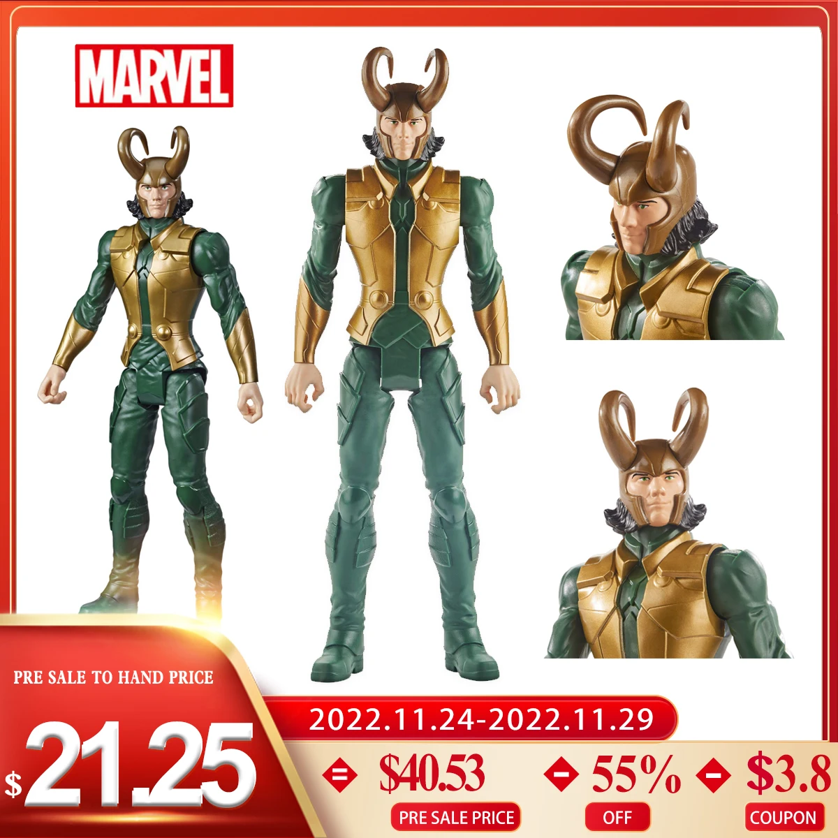 

Hasbro Marvel Titan Hero Series Blast Gear Avengers Loki Action Figure Toys for Kids Children Birthday Christmas Gift E7874