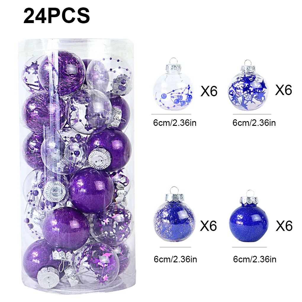 

24 шт. пластиковые рождественские подвесные шарики, цветные подвесные шарики, праздничные фермерские дворы, украшения для офиса