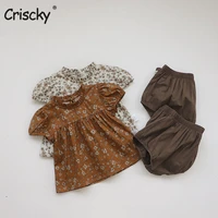 criscky 2pcs baby girls clothing sets summer floral kids girls clothes sets shirts tops shorts outfits children suits