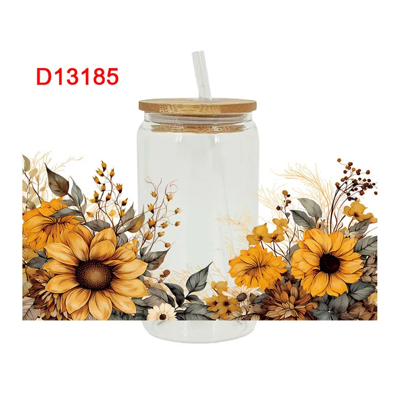 

3D UV DTF передает наклейки 16 унций, цветочный принт для DIY стекла, керамики, металла, кожи и т. д. D12919