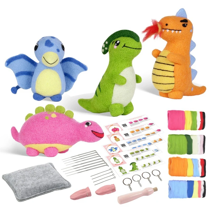 

Baby Dinosaur Needle Felting Kits Material Package For Beginner,Needle Felting Kit,Felt Needles,Foam Pad,Felt Cloth,Instruction