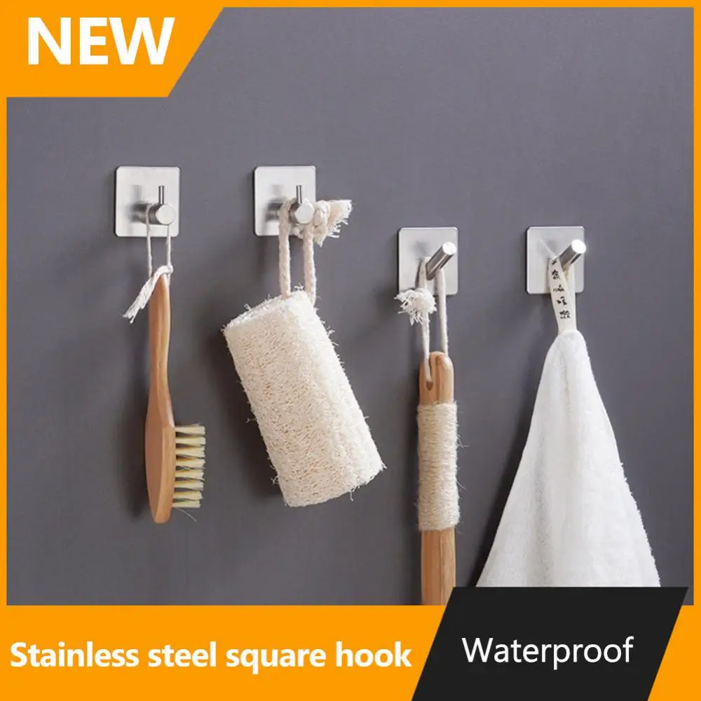 

Rectangle Wall Brooms Hook Shower Stand Organizers Mop Wall Holder Hook For Hanging Adhesive Wall Hook Thickened Oil-proof