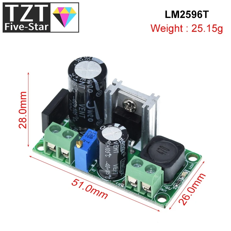 TZT LM2596T LM2596HV Регулируемый понижающий модуль питания постоянного тока 3 А 5 В-50 В