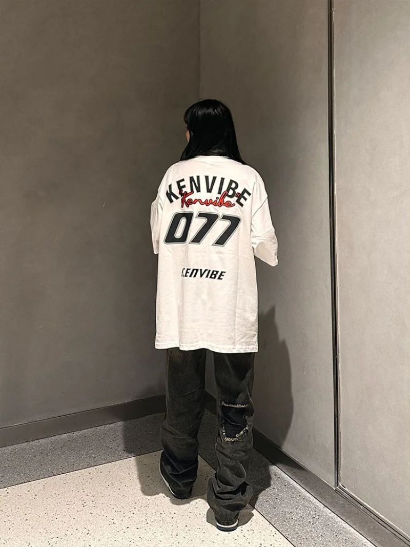 

Женская футболка с коротким рукавом, свободная Универсальная футболка в американском ретро-стиле с принтом гранж и надписью, летняя улична...