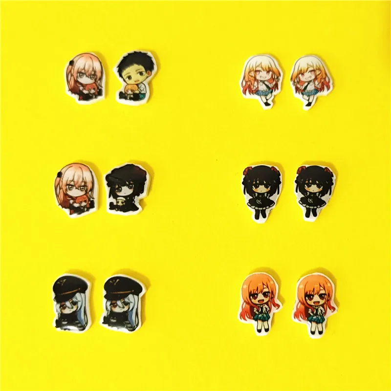 

My Dress-Up Darling Cute Funny Magnet Earrings Boys Girls Anime Kitagawa Marin Gojo Wakana Plastic Ear Clip Students Brinco