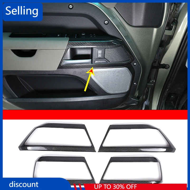 

For Land Rover Defender 90 110 2020-2022 Car Door Inside Handle Decorative Frame Sticker Real Carbon Fiber Interior Accessories