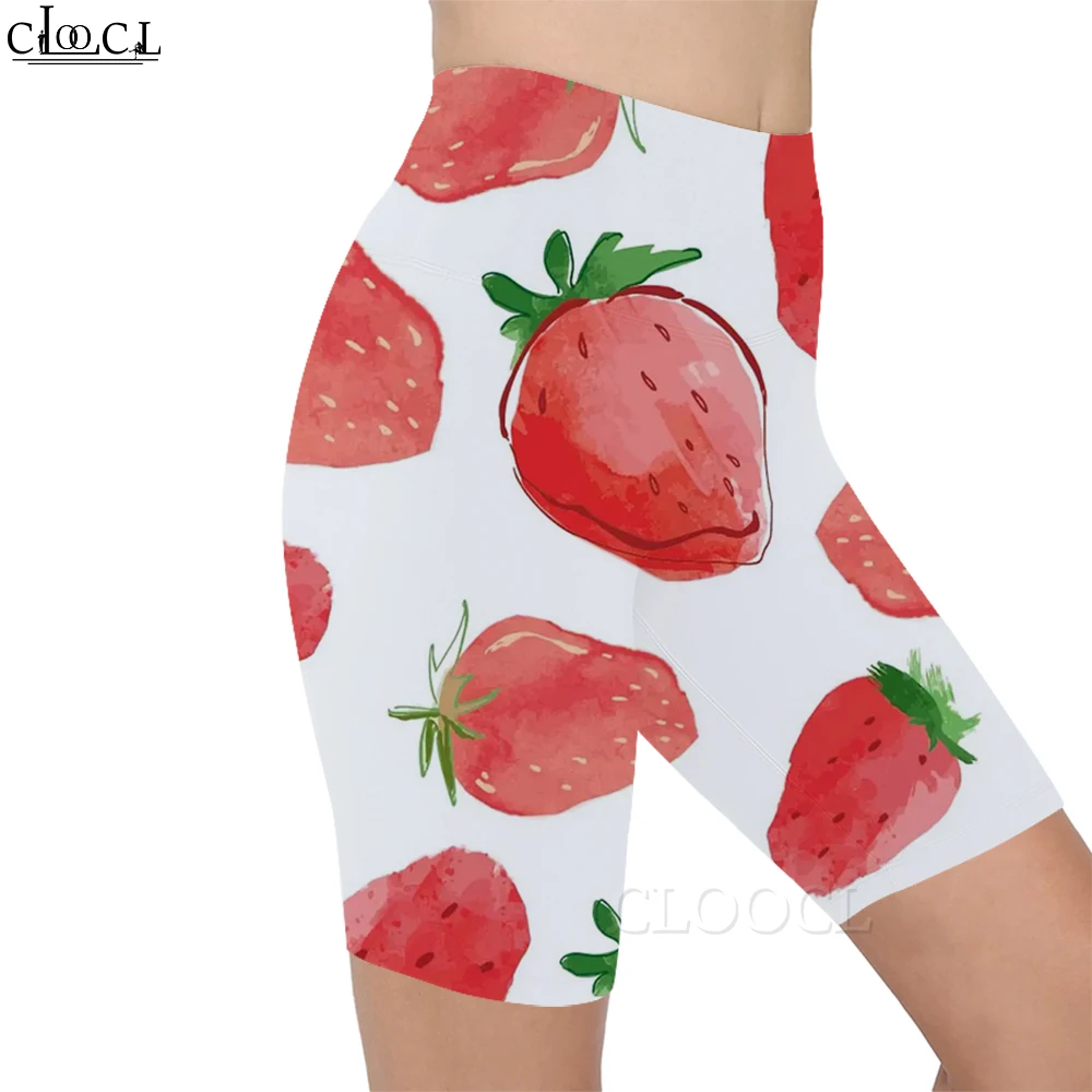 CLOOCL Delicious and Cute Strawberries Leggings 3D Pattern Printed Shorts Women Sexy Gym Sweatpants for Female Gym Sports Shorts images - 2