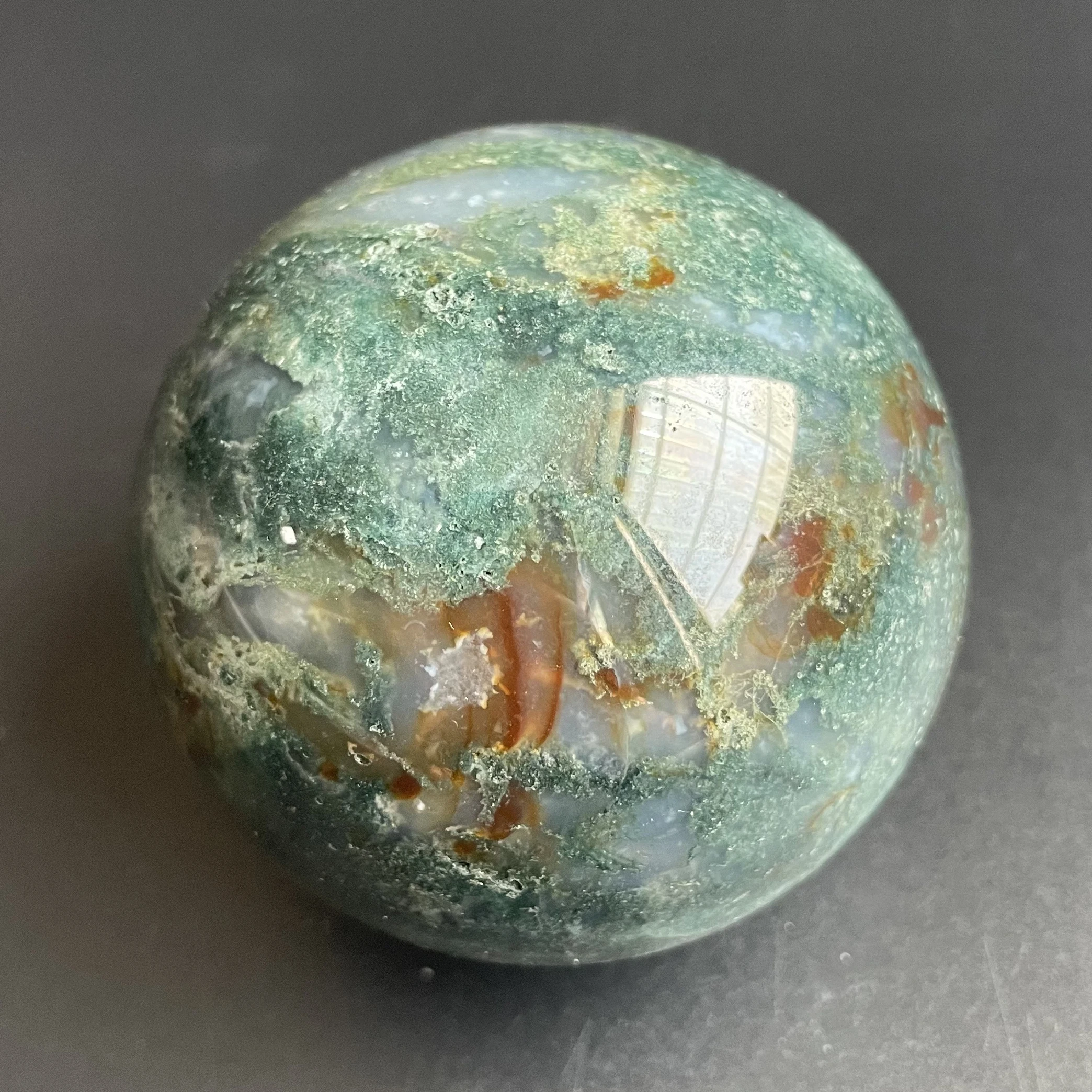 

428 г натуральный хрустальный шар мох, сфера агата, камень для украшения камней, шероховатый полированный кварцевый камень, лечебный D64