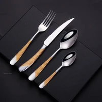 luxury cutlery set 304 stainless steel dinnerware set dinner knife fork spoon teaspoons mirror polished dishwasher safe for home