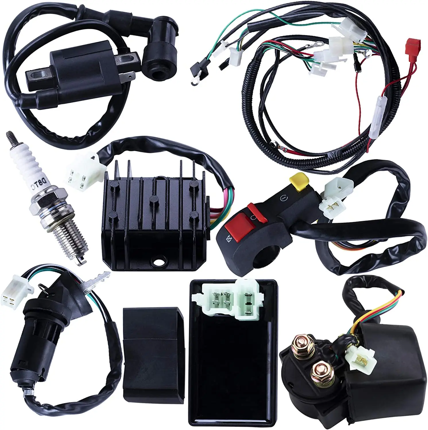 

Electrics Wiring Harness CDI Ignition Coil Solenoid Relay Spark Plug Kits For ATV QUAD Dirt Bike 150cc 200cc 250cc Go Kart