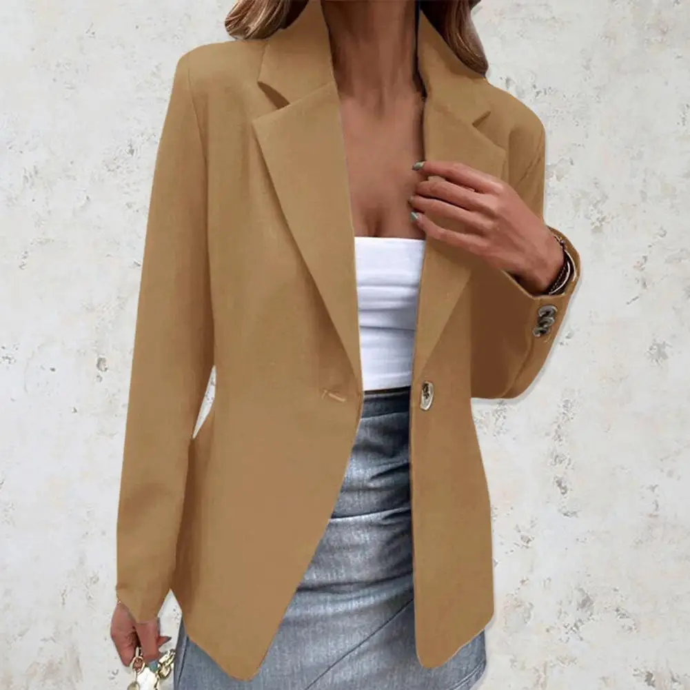 

Women Blazer Solid Color Notched Neck Long Sleeves Cardigan Jacket Spring Autumn Female Blazer Casual Coat Business Clothes