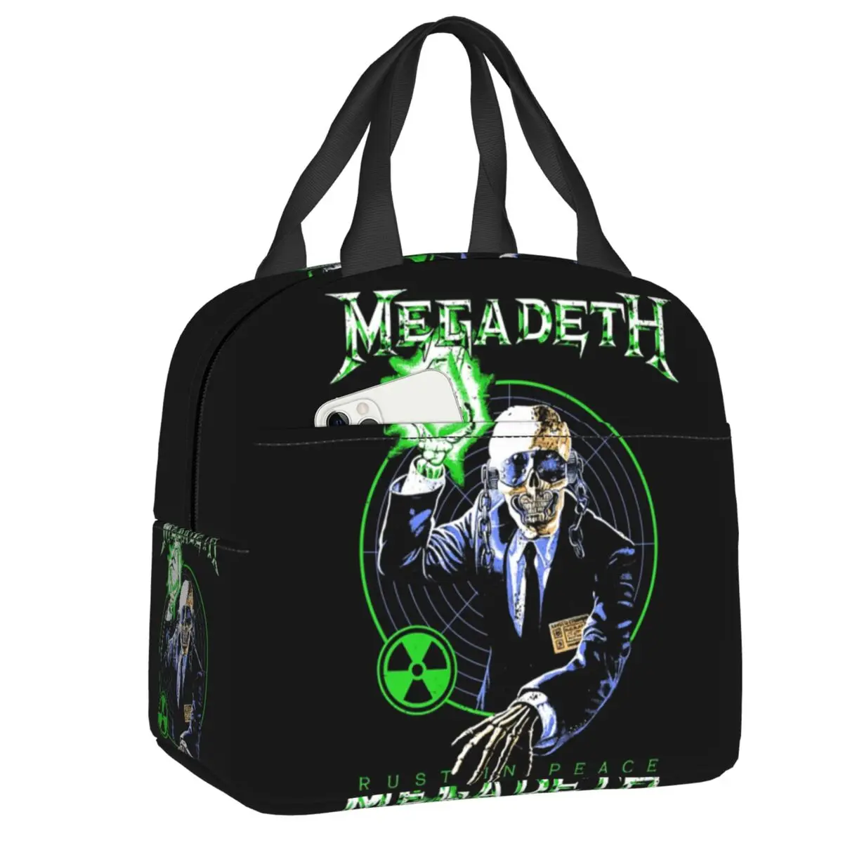 

Megadeths Heavy Metal Band Thermal Insulated Lunch Bag Women Rust In Peace Portable Lunch Tote Camping Travel Storage Food Box