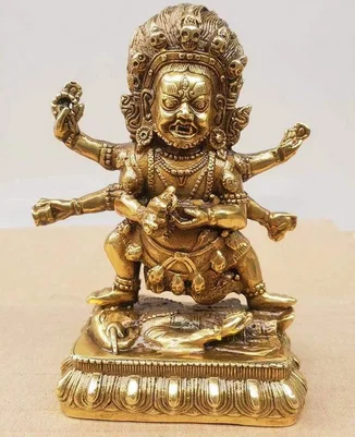 

Тибетский буддизм серебряный 6 рук ваджра-махакала Dorje Vajrapani статуя бога будды 12 см