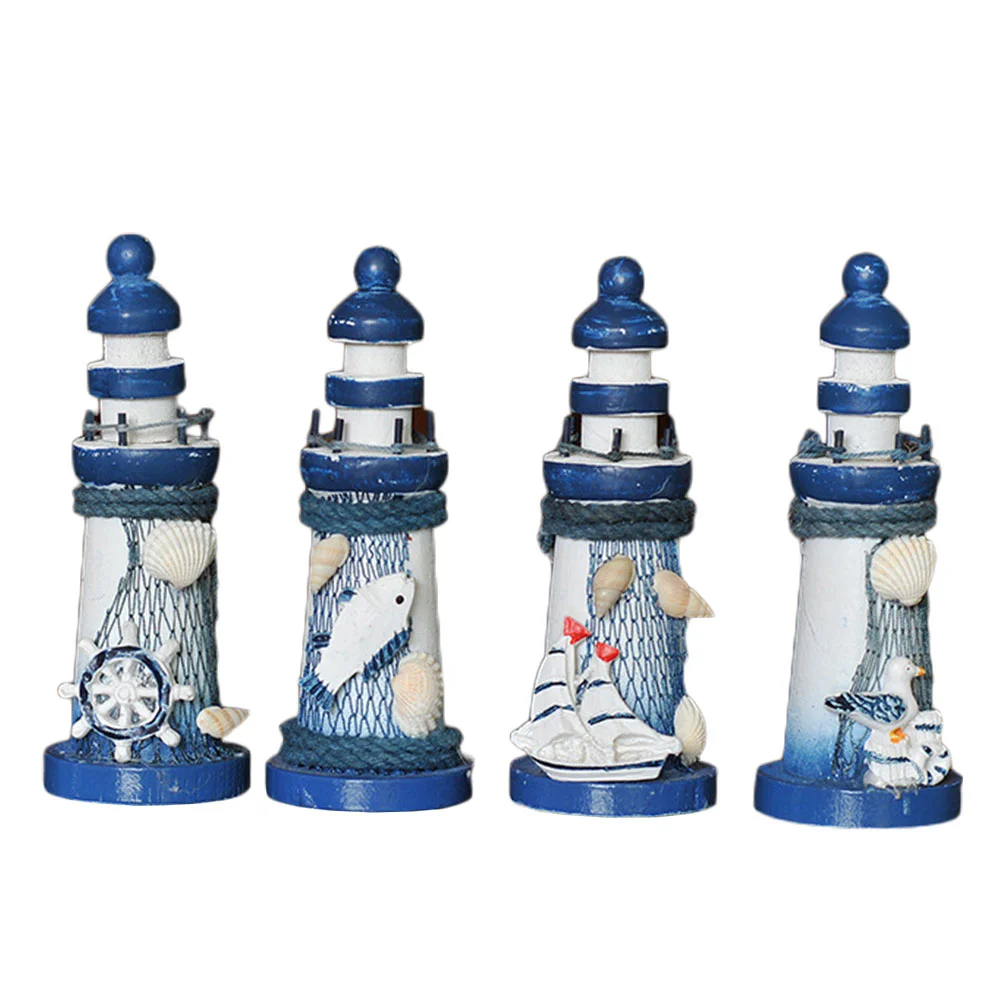 

4 Pcs Mini Lighthouse Model Home Decor Desktop Bling Accessories Ornament Outdoor Gifts Crafts Rural