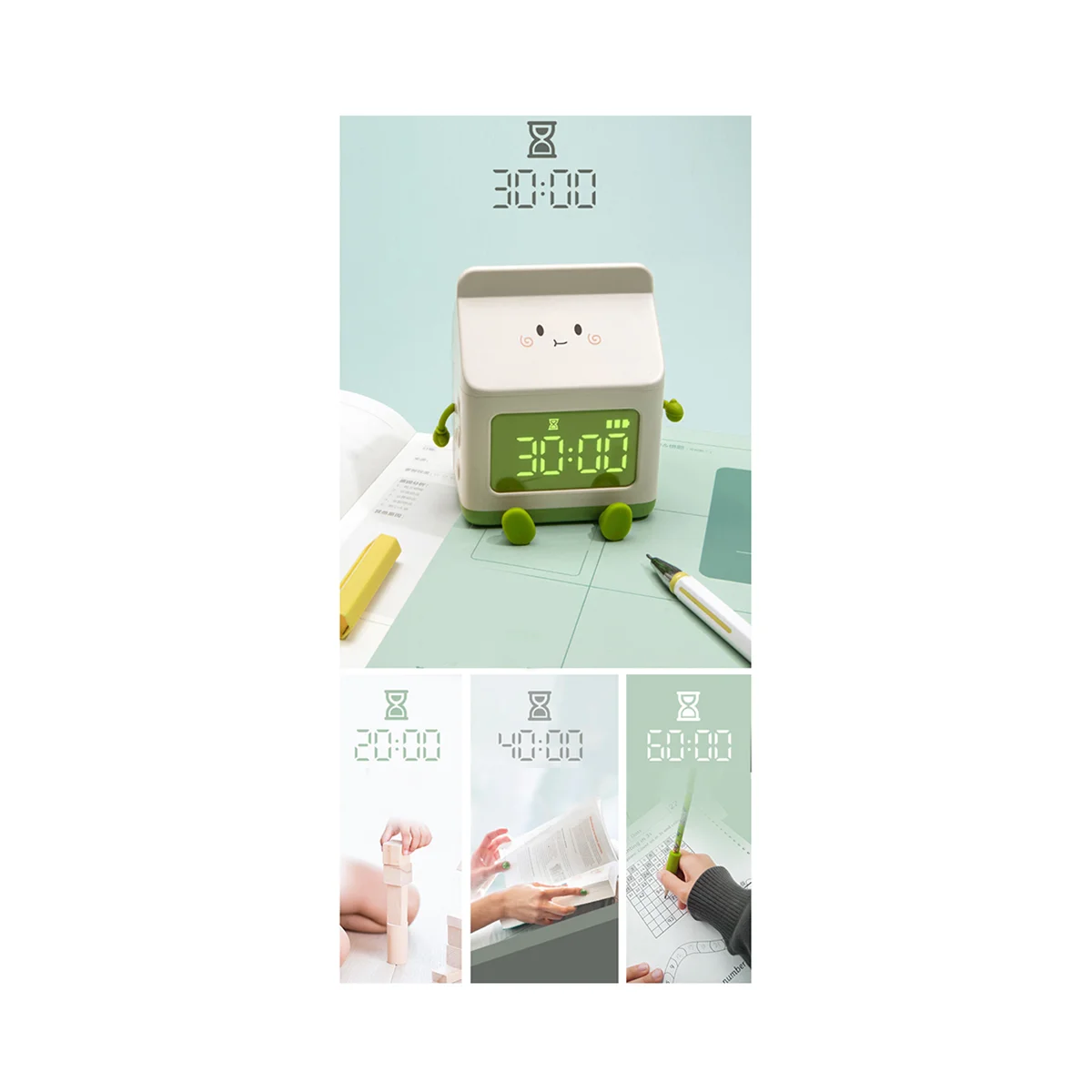 Wind Milk Carton Electronic Led Smart Clock Bedroom Bedside Dormitory Student Clock Pink