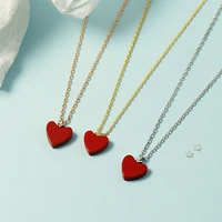 red agate stone red heart love pendant necklace collarbone chain s925 sterling silver woman lovers romantic jewelry wedding gift