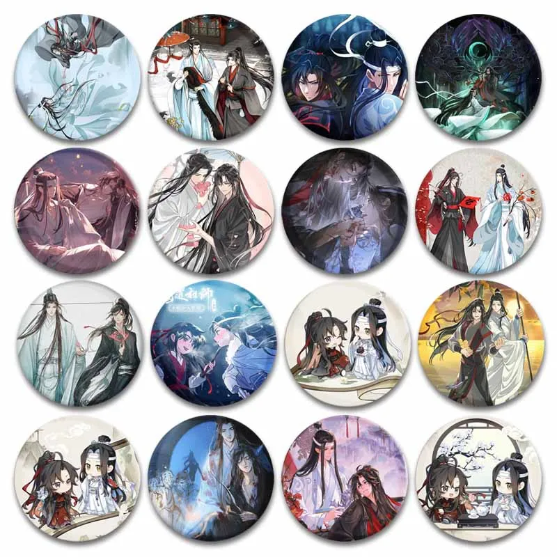 Фото Mo Dao Zu Shi милый значок аниме Lan Wangji Wei Wuxian Icons круглая брошь мультфильм косплей мягкие кнопки булавки ювелирные аксессуары №1